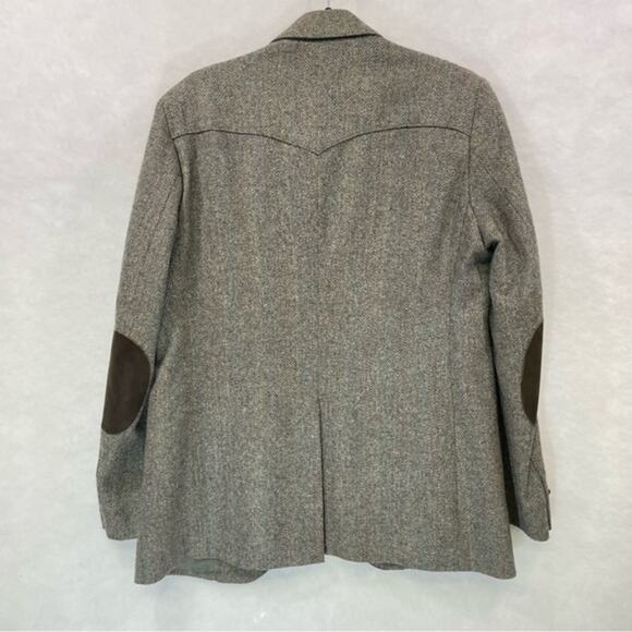 Panhandle Slim Western Blazer Grey Tweed Vintage Cowboy Jacket Elbow Patches - Picture 4 of 12